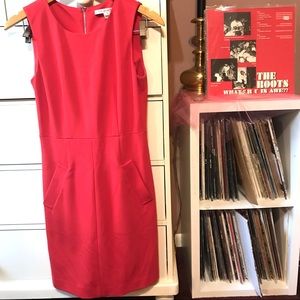 DVF Designer Bright Red Sleeveless Work Dress Carpreena Diane Von Furstenberg 4